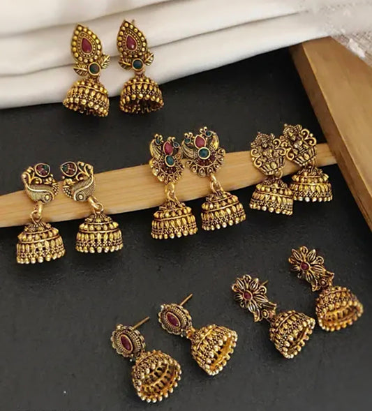 Premium Quality Daily Wear Gold Plated Fancy Earring (SET OF 6)